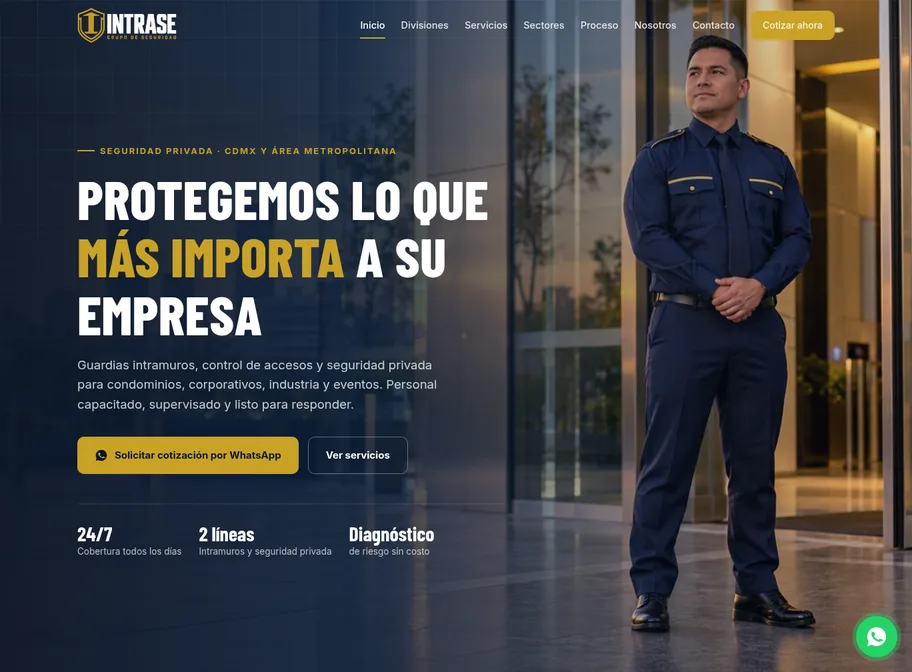 Página web de Grupo Intrase hecha por Página Web Fácil