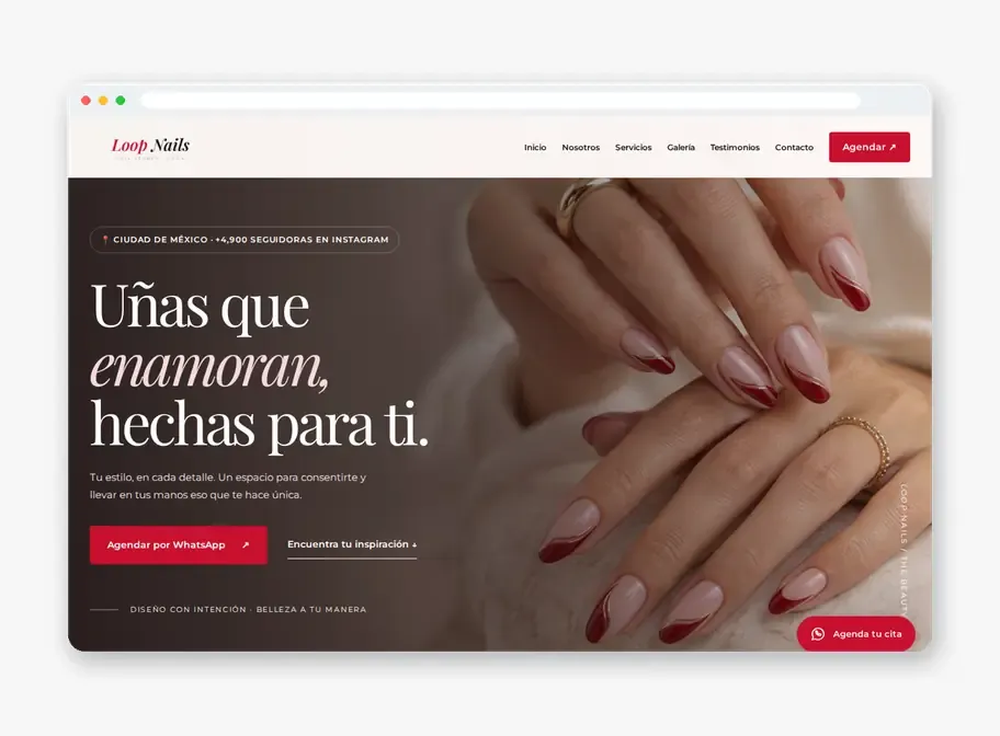 Página web de Loop Nails hecha por Página Web Fácil