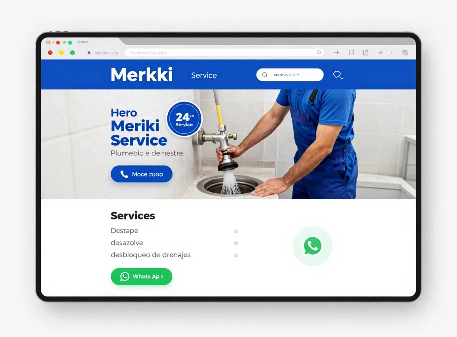 Página web de Meraki Service — Drenajes y Desazolves hecha por Página Web Fácil